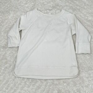 J Crew Women's M Medium White LS Pullover Sweatshirt Casual